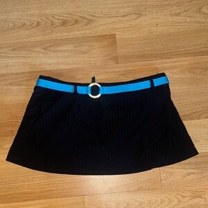 Nautica Black  swim Skirt bottoms with Blue Belt Accent
